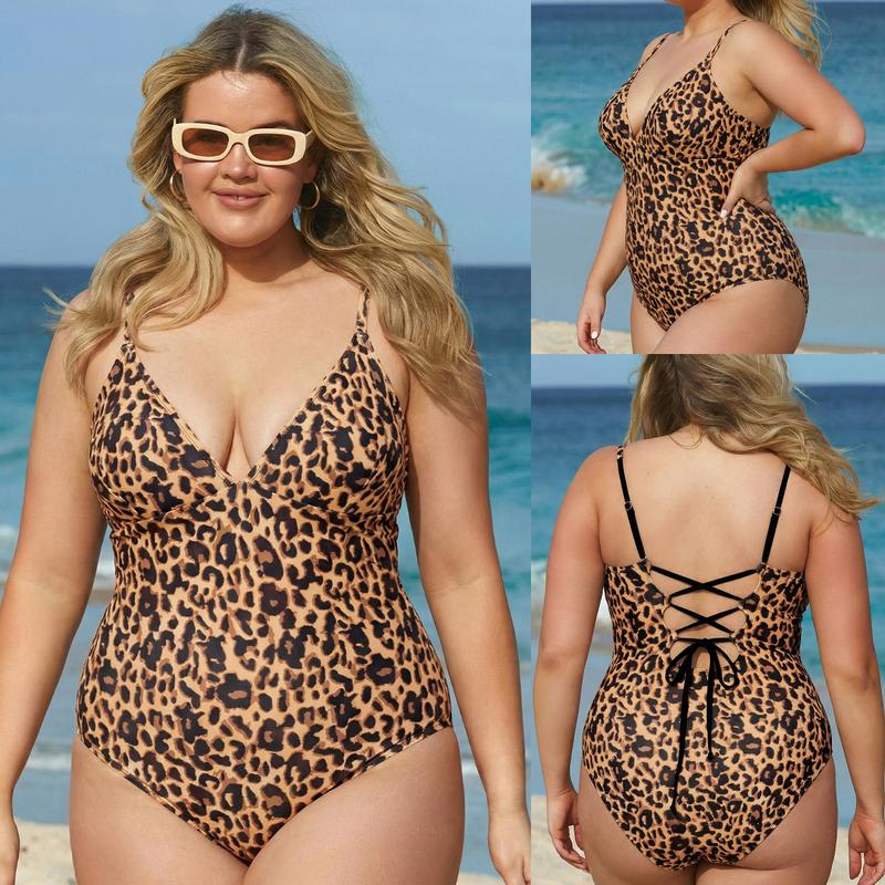 CUPSHE One Piece Swimsuit: Plunging V Neck Sculpting Tummy Control Bathing Suit with Adjustable Lace-Up Back (Size XS-3XL)