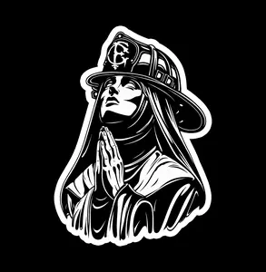 Firefighter Praying Nun (two decals 3")  Sticker
