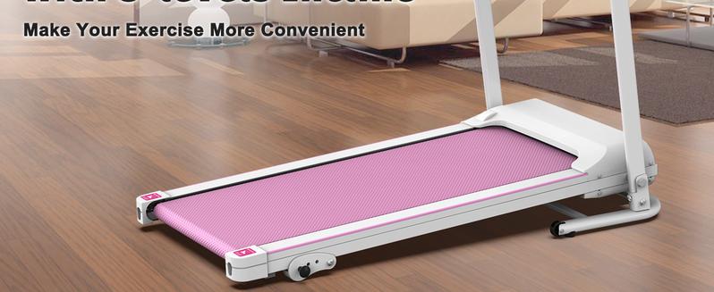 LIVIVOX  7.5 MPH  Foldable Walkable walking Treadmill with Handle，Remote Control ，Wheels for Easy Moving，265lbs Weight Capacity  Outdoorfun Home Gym Fitness Equipment Workout  Calories， Ideal for home/office,apartment ,incline pink treadmill