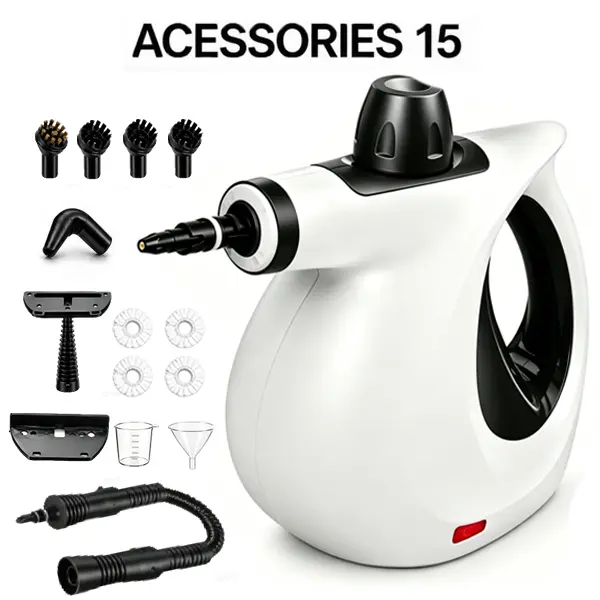 1050W Pressurized Handheld Natural Steam Cleaner with 15 Replacement Parts - Handheld Steam Cleaning Tool for Home, Kitchen - Ideal Father's Day Gift Ideas for Father, Fathers Day Gift Ideas,Steam Cleaner for House