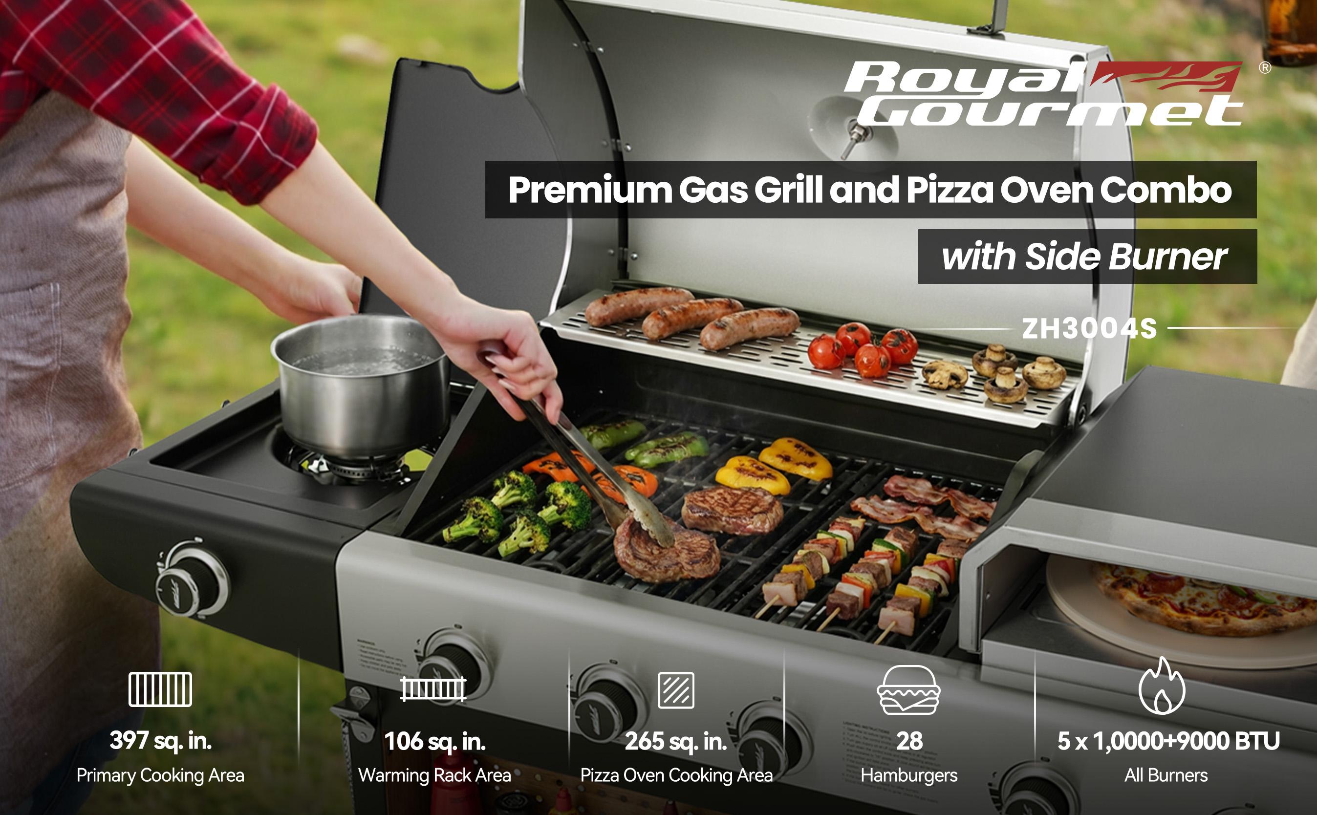 Royal Gourmet ZH3004S Premium Gas Grill and Pizza Oven Combo, with