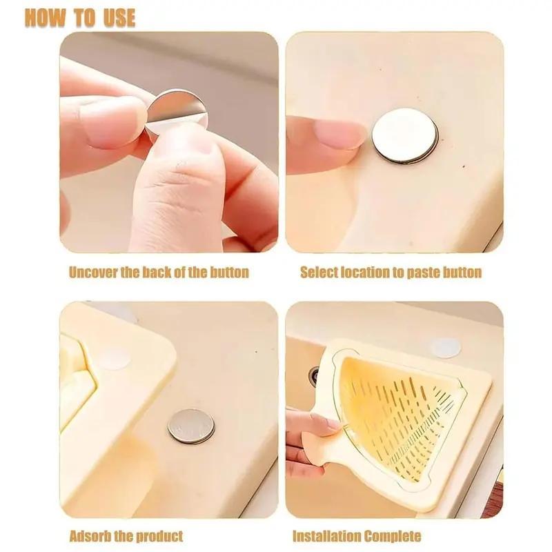 2 PCS Compatible with right-angle stainless steel sinks | Food-grade material | Special for daily residue filtration Magnetic draining triangular kitchen sink filter for storing food scraps, leftovers, and kitchen waste .