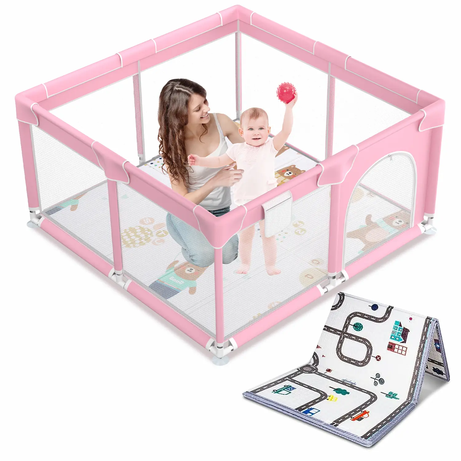 Baby Playpen, Indoor&Outdoor Playard, Play Pens for Kid Activity Center, Sturdy Safety Baby Fence with Breathable Mesh for Toddler playpen