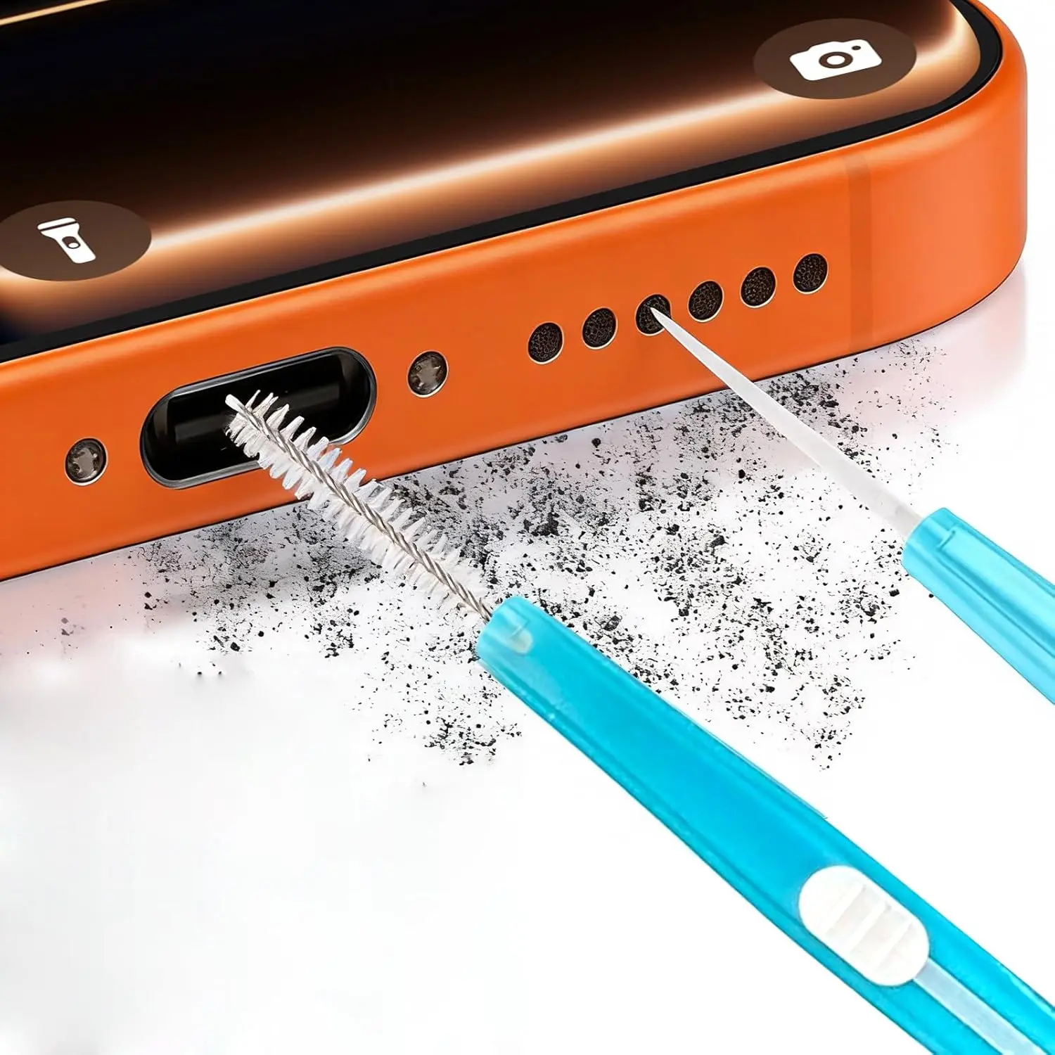 5pcs Cell Phone Cleaning Kit Dual Side Multifunction Tools Anti-Clogging Nylon Brushes & Hook Cleaner for iPhone 17 Pro Max Charging Port, Phone Speaker Mini Cleaning Kits