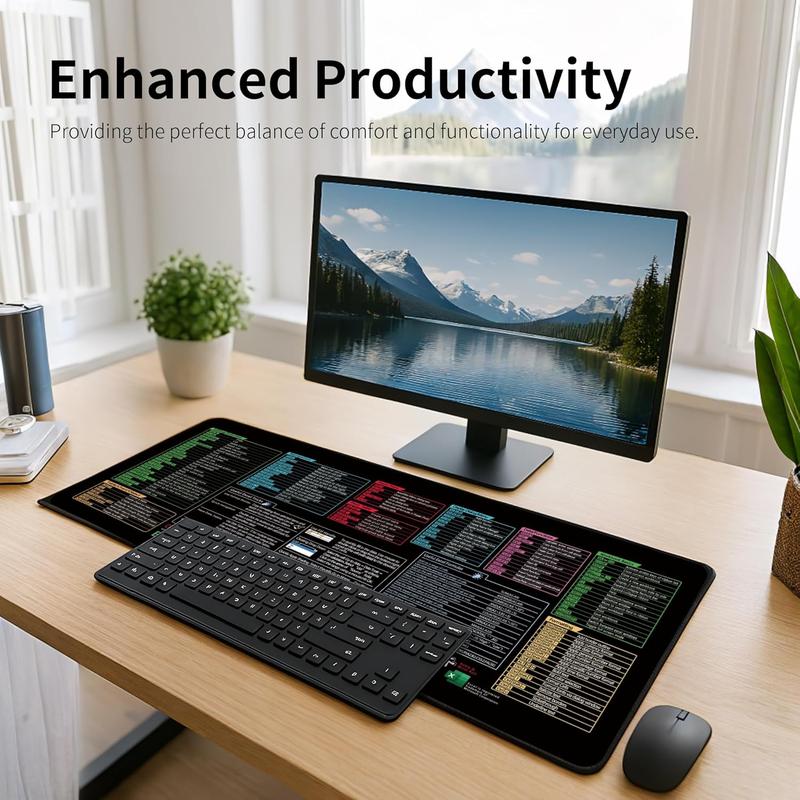 Extra Large 31.5x11.8x0.12 InchShortcut Key Mouse Pad | Non-SlipRubber Base Stitched Edges GamingDesk Mat I Office Study Essentialldeal Employee Gift