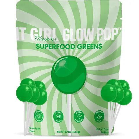 It Girl Vitamins Superfood Greens Lollipops, Green Apple, Vitamins C, B6, B12 & Zinc, 10 Count