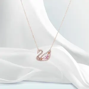 925 Sterling Silver Swan Necklace – Crystal Swan Pendant, Elegant Jewelry Gift for Her