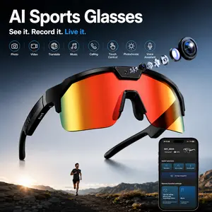 Smart AI Sports Camera Glasses, Ultra 1200P Video Recording Camera Eyewear with 8MP Photochromic Lenses, Bluetooth Audio, 160+ Languages Translation, UV Protection for Outdoor Sports, Father's Day Gift