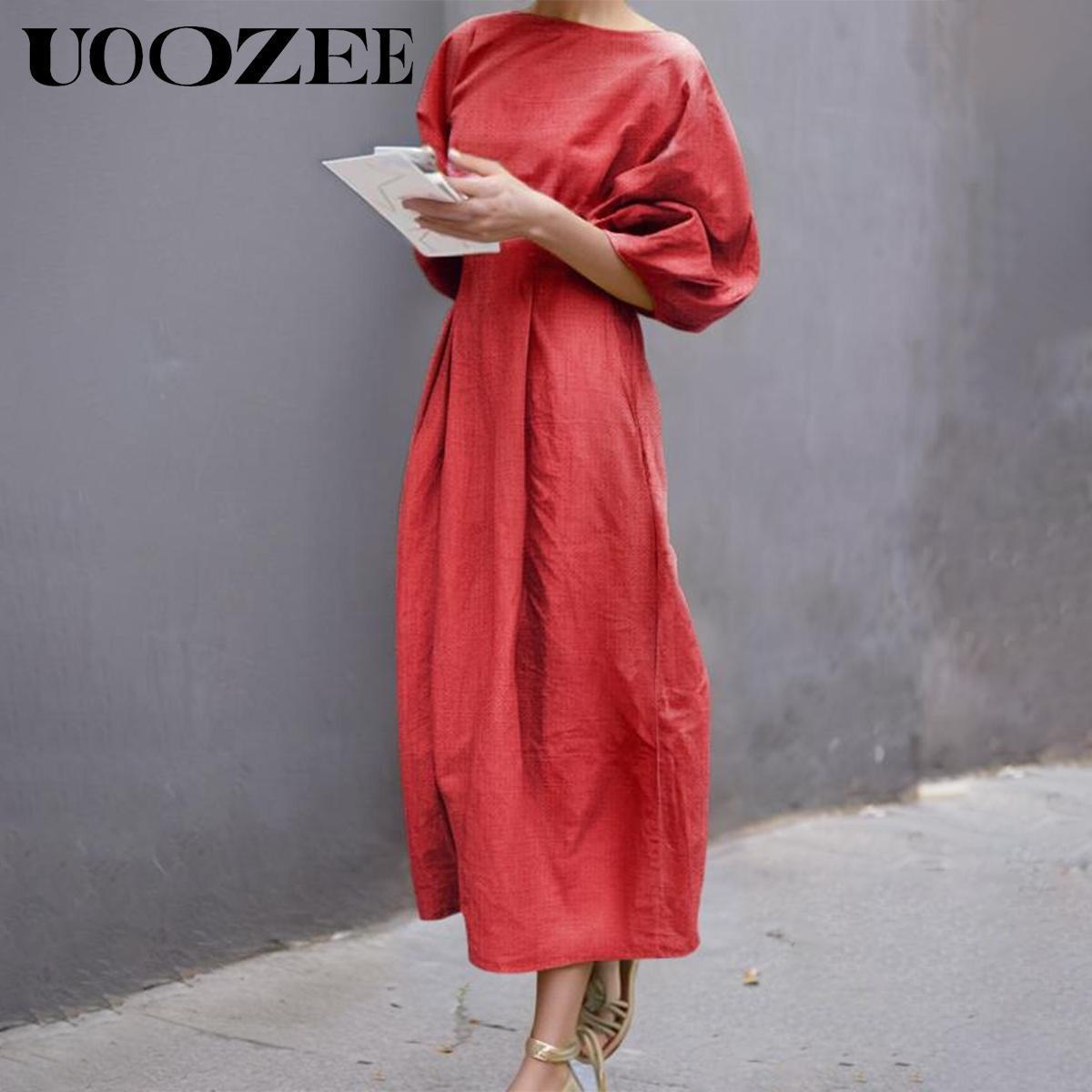 Women's Half Sleeve Loose Plus Size Long Skirt - Solid Color, Round Neck, Casual Summer Comfort, Daily Elegance, Linen Fabric, Comfortable and Breathable, Daily, Commuter Dress Springtok (the size is too large, it is recommended to order a size smaller)