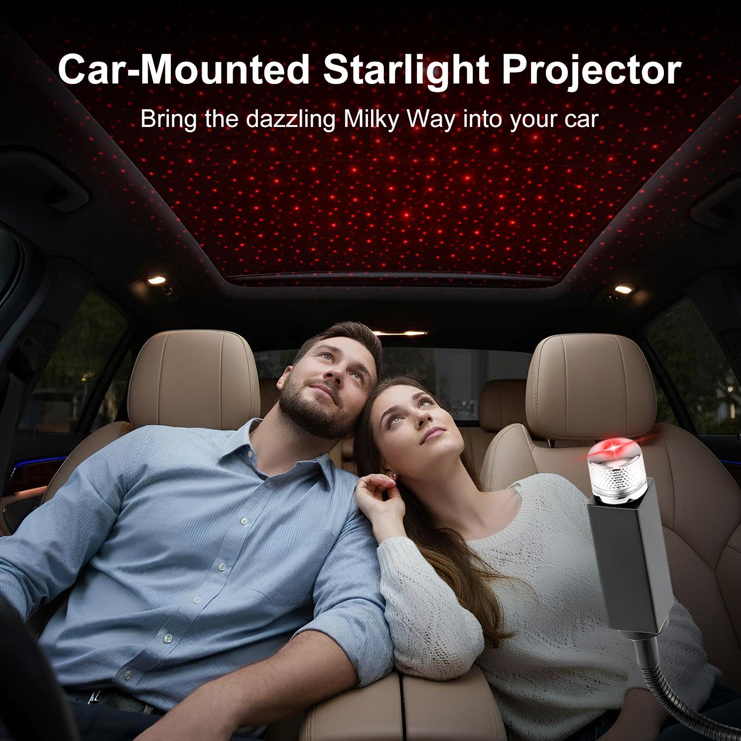 Car Starlight Projector, USB Powered Car Roof Atmosphere Light, Adjustable Romantic Car Interior Light, Portable Car Roof Starry Sky Light for Car Interior/Room/Party/Camping, Plug and Play