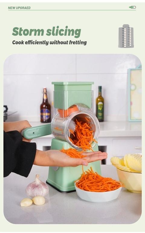 ONAIL Rotary Cheese Grater with Handle, 5+1 Six Well-Designed Blades, Strong Suctuon Cup Base, Kitchen Springtok Utensils Springtok