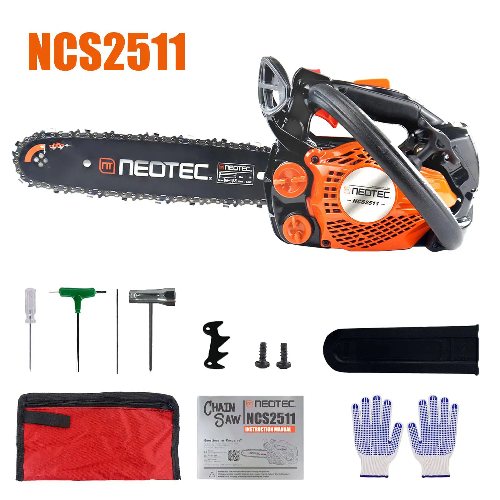 【summerfinds】NEOTEC NCS2500/NCS2511 25.4CC 12" Gas Chainsaw, Lightweight 2-Stroke Handheld Chain Saw, Easy Start, Compact & Lightweight Design, Portable Power for Tree Cutting & Branch Trimming