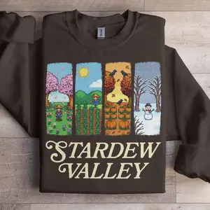 Stardew Valley Sweatshirt -  Season Pixel Art, Cozy Gaming Crewneck, Farm Fan Merch Gift, Pelican Town Shirt, Game Lover Cute Clothes, Aesthetic Top Gift for Gamer Girl Women Men Her Him