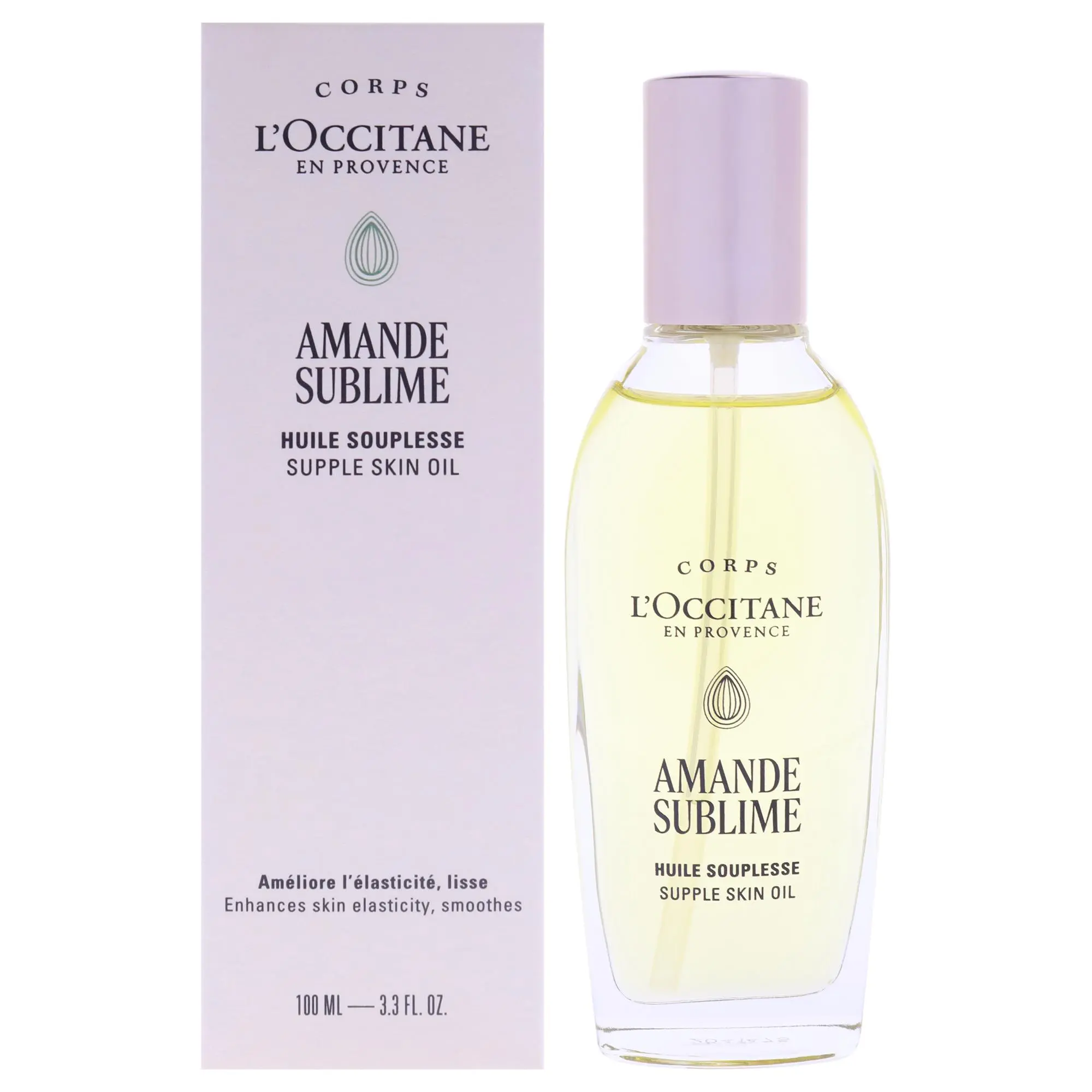 LOccitane Almond Sublime Body Oil, Unisex Provence Body Care Product, Daily Use 3.3 fl oz Bottle Oil, Apply Daily