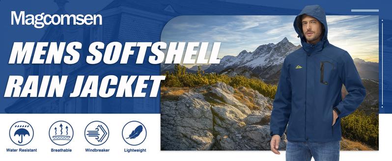 MAGCOMSEN Men's Lightweight Windbreaker Rain Jacket Raincoat with Detachable Hood for Hiking Fishing Activewear Fallfreshness Outdoorfun