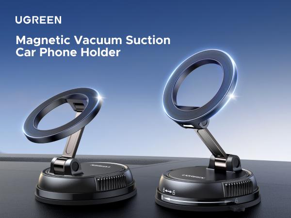UGREEN Vacuum Magnetic Car Phone Holder,Car Phone Mount, 360° Adjustable for MagSafe Car Holder Foldable Suction Phone Mount for Car, for Garmin GPS/Mirror/Smooth Surface, for iPhone 17 16 Pro Max 15, and Android, TikTokShopHolidayHaul