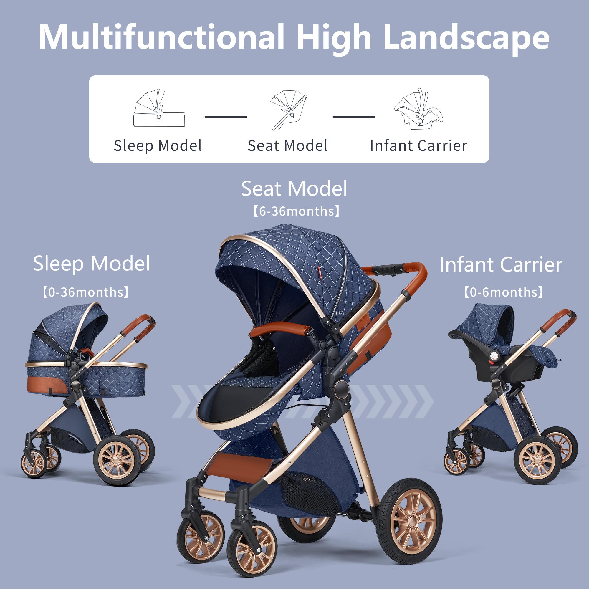 Comfort Multi-Functional Baby Stroller with 4-in-1 All-Purpose Design, Breathable Sun & Rain Protection Canopy, Multi-Angle Adjustable Seat, One-Click Folding & Storage, Perfect for Travel, Shopping & Outdoor Activities lightweight car hip