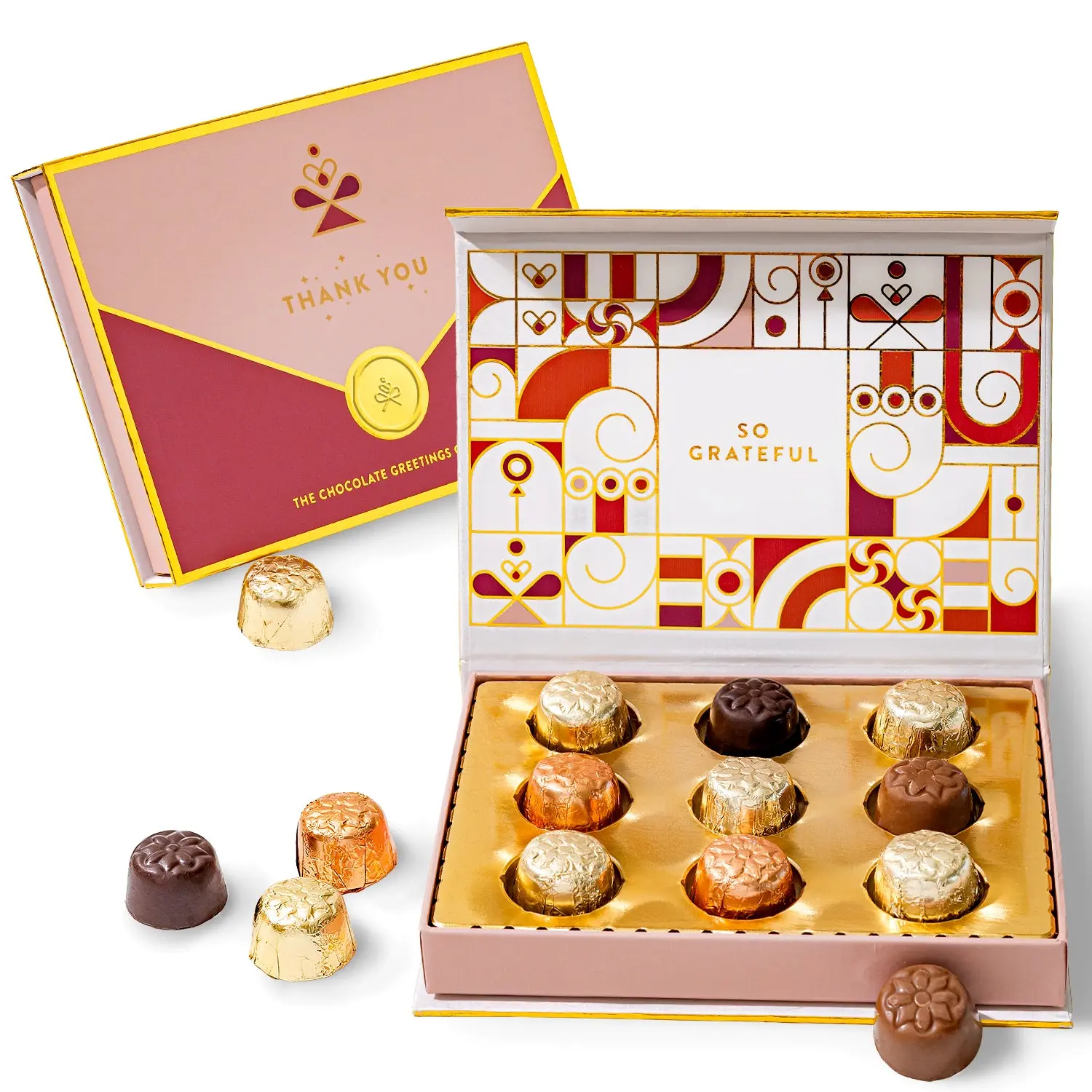Thank You Card Chocolate Gift Box - Gourmet Milk Chocolate Bonbon Snack, Greeting Card Dessert Gift Box