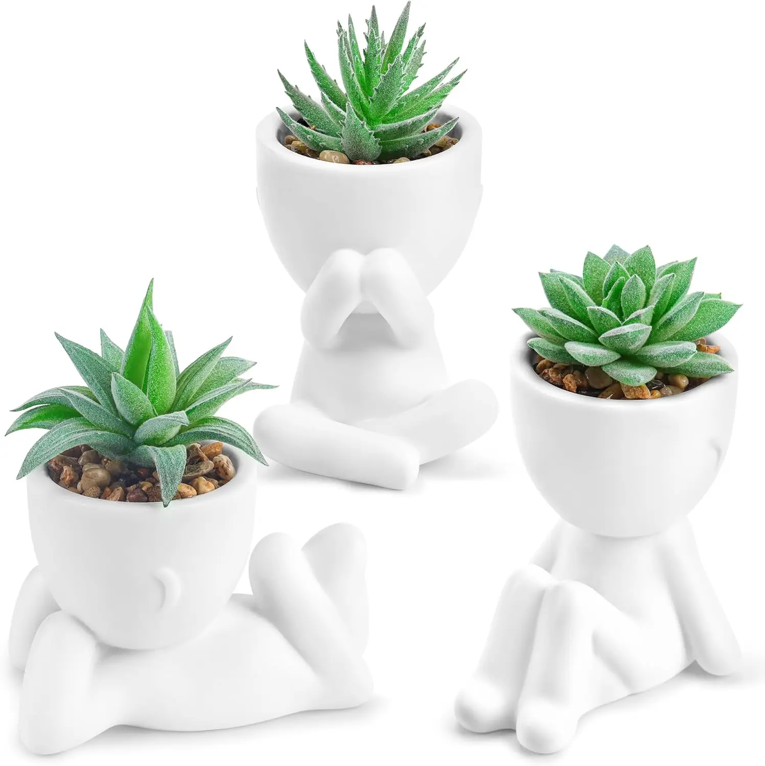 Der Rose 4.7 Inches Wide 3-Pack Plastic Cute Artificial Succulent Plant Set - Floral Decor for Study & Home Office - Ideal Gift for College Dorm Desk (summerwins Mid Year Sale)