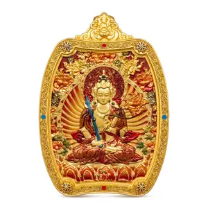 Chinese Zodiac Ox & Tiger Guardian Amulet  |  Vintage collectibles Akashagarbha Bodhisattva Thangka Statue