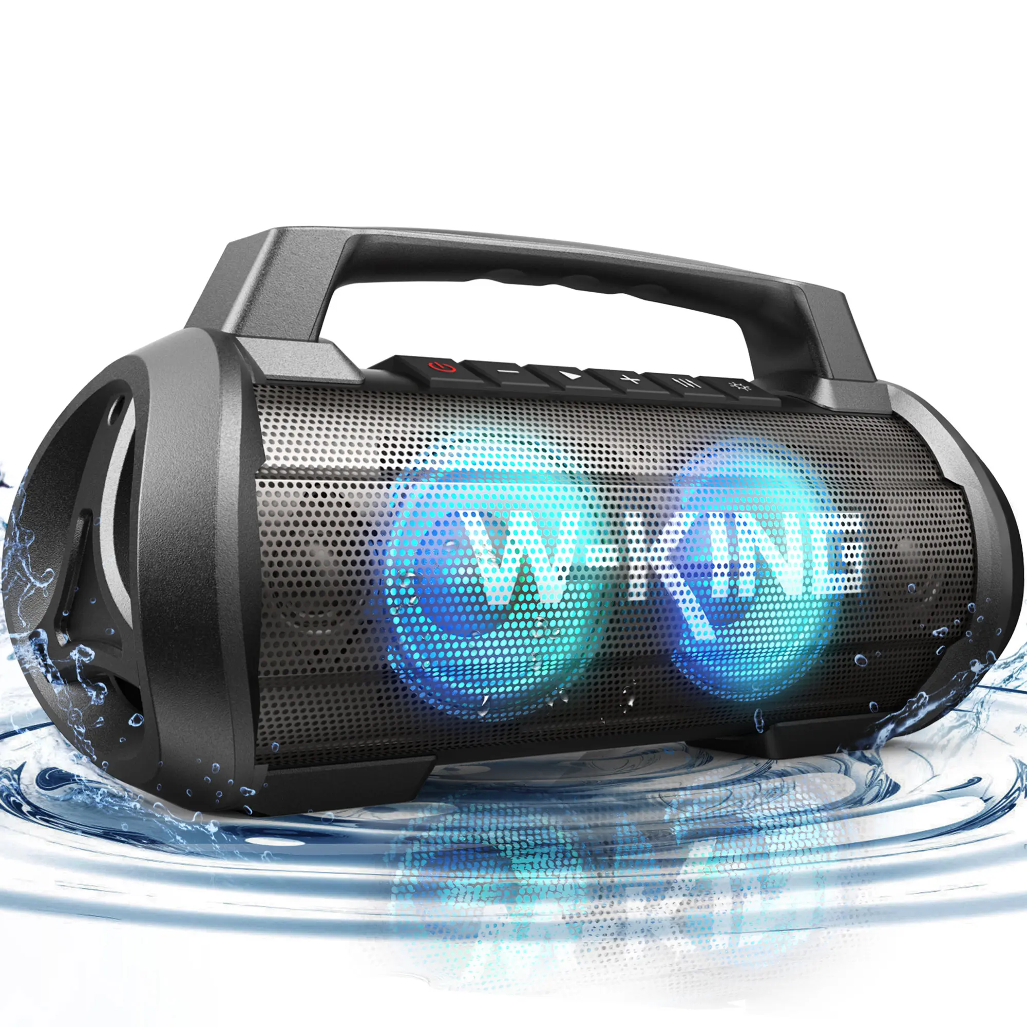 W-KING 120W Bluetooth Speaker - Deep Bass Subwoofer, IPX6 Waterproof, Shockproof, 42H Playtime, Party-Ready Stereo Sound, 3.5mm Jack Aux Compatibility, Power Bank Function, Karaoke Support, Built-In Lights, Wireless Pairing, USB Port, Included Cable, Carn