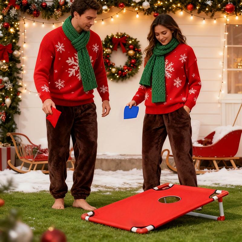 Red And Blue Portable Corn Hole Game Set, Foldable And Durable, Including 6 Bean Bags And 1 Storage Bag, Christmas Gift Box Training Throwing Game