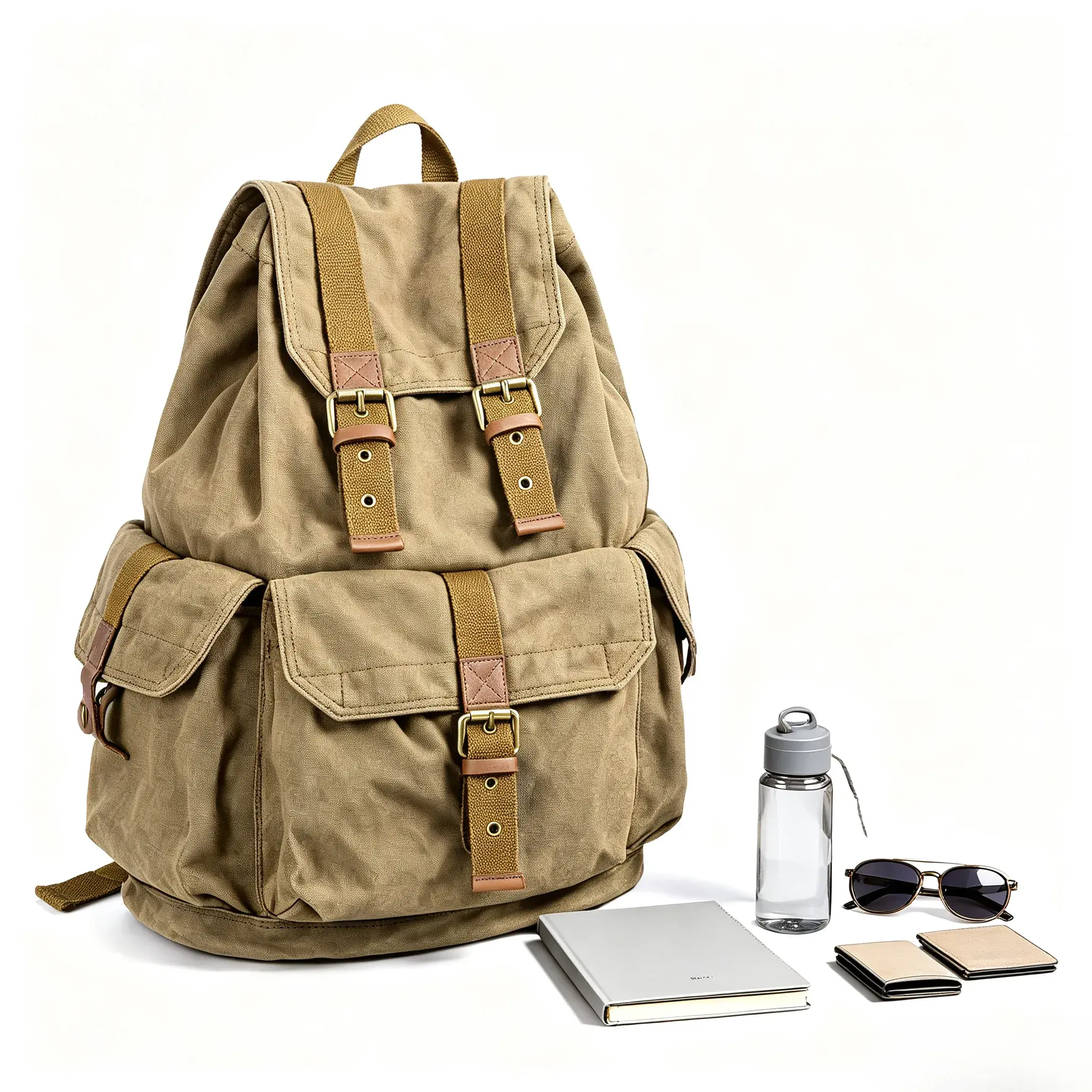 Gootium Vintage High-Density Canvas Rucksack - Unisex 30L Durable Coffee Backpack with Adjustable Padded Straps, Zipper Storage,  Travel, Daily Use, Backpacks pack bag for school