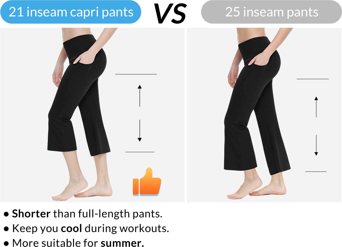 baleaf 21‘’ Yoga Pants Women Flare Capri Leggings with Pockets Bootcut Casual Cotton Work Cool Summer Lounge Wear Work Pants