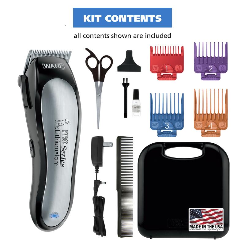 Wahl USA Animal Clippers Lithium Ion Pro Series Cordless Model 9766 Rechargeable Heavy Duty Electric Grooming Kit for Small Large Breeds with Thick to Heavy Coats