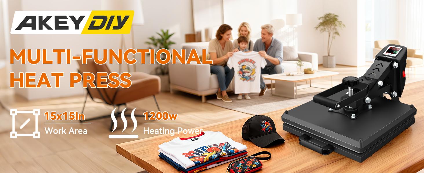 AKEYDIY 15×15 Inch Slide-Out Sublimation Heat Press, Flip-Top Heat Press, Industrial-Grade Digital Transfer Machine, Rapid Heat-Up, Suitable for Heat Transfer Vinyl, Works for T-Shirts, Bags, Pillows, Mouse Pads, Keychains AKEYDIY 15×15 Inch Slide-Out Sublimation Heat Press, Flip-Top Heat Press, Industrial-Grade Digital Transfer Machine, Rapid Heat-Up, Suitable for Heat Transfer Vinyl, Works for T-Shirts, Bags, Pillows, Mouse Pads, Keychains