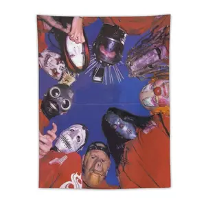 Slipknot Punk Rock Band Tapestry - Edgy Music-Inspired Wall Art with Unique Masked Figures & Thorny Wire Design - Polyester Vertical Decortapestry gifts for boyfriend