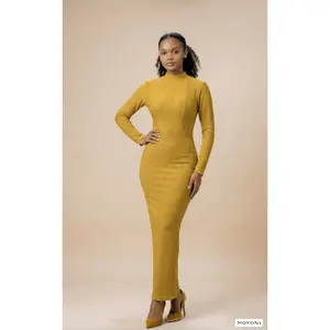 Amina Ribbed Maxi Dress – Mustard Gold