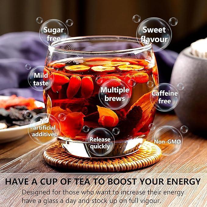 Ginseng Five Treasures Kidney Tea, Traditional Chinese Herbal TeaBags, Natural Organic Kidney Cleanse Detox Tea for Women & Men, 7 Precious Ingredients Formula(1 Pack/25 Bags)