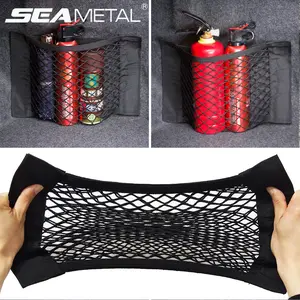 Everything Is Solar Car Trunk Mesh Organizer Car Tail Storage Net Seat Back Pocket Universal Trunk Bag Auto Magic Tape Network Interior Accessories