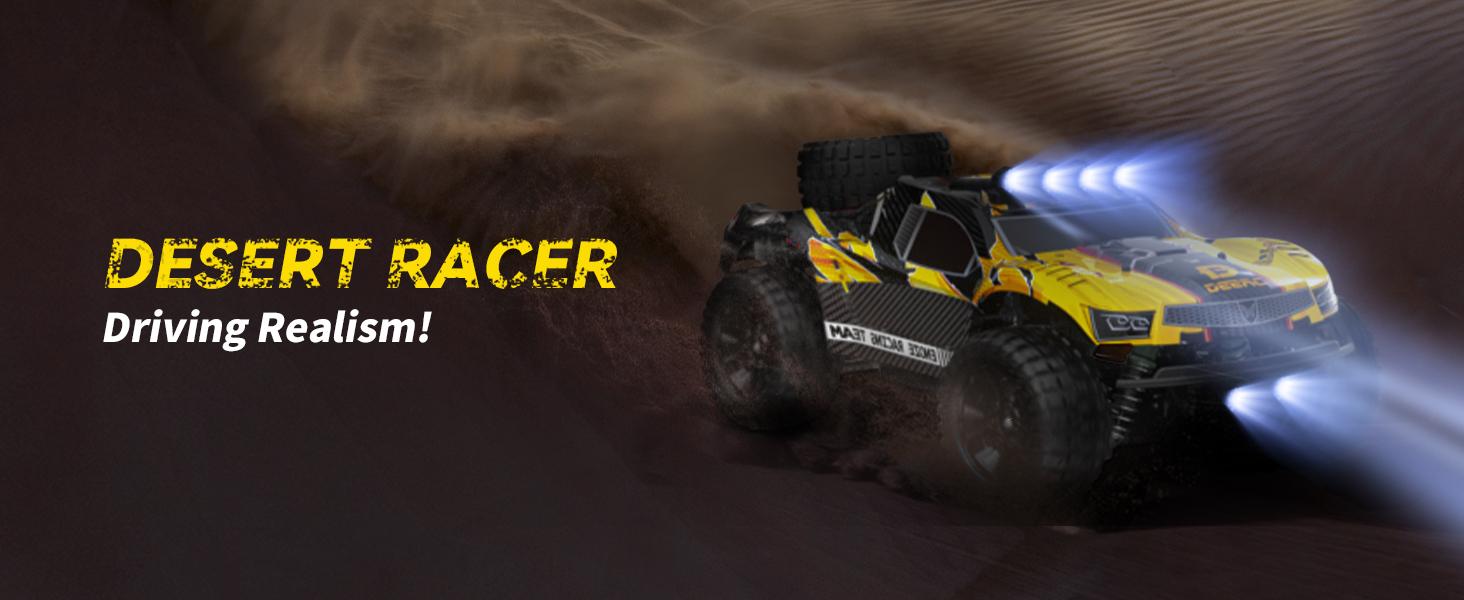DEERC 9201E 1:10 Large Remote Control Truck with Lights,Fast Short Course RC Car,48 km/h 4x4 Off-Road Hobby Grade Toy Monster Crawler Electric Vehicle