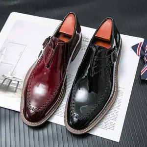 n Leather Shoes Men's Pointed British Style Trendy Patent Leather Men's Shoes Bright Leather Business Formal Wear Leather Shoes Suit Breathable Wedding Shoes /DF