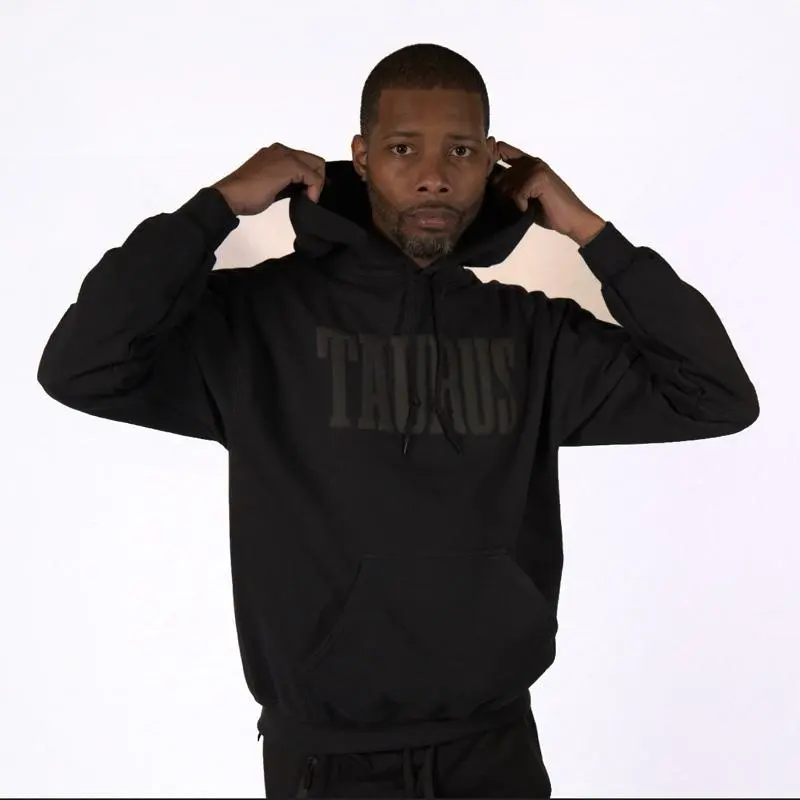 Zodiac Puff Print Hoodie - Casual Long Sleeve, Crew Neck, 100% Cotton, Machine Washable, Available in Black