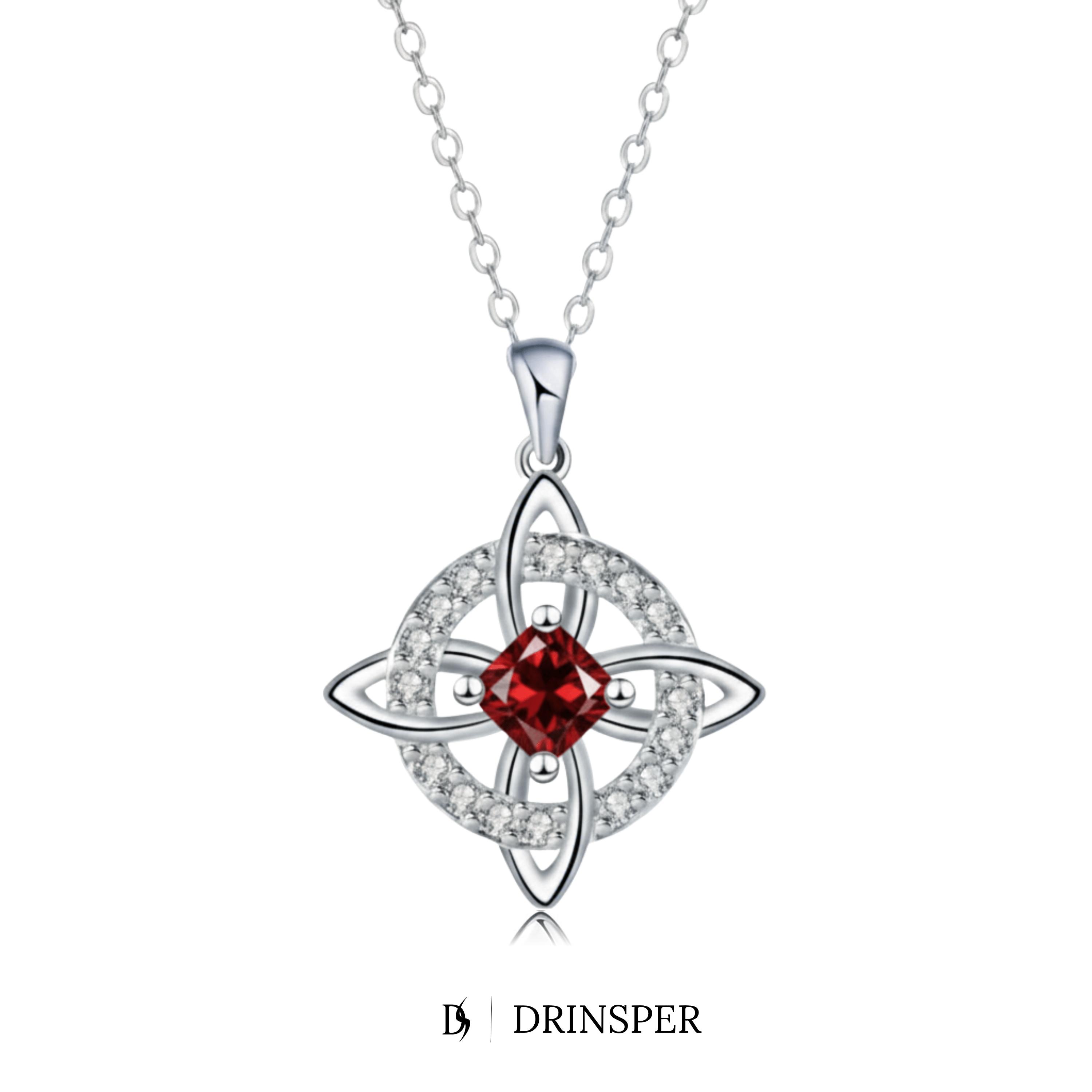 Drinsper Witches Knot Pendant Necklace for Women Girls Birthstone By Month Zirconia Hecate Dark Goddess of Witched Celtic Knot Design Tetragrammaton Collar De Amuleto De Protecion Pendientes Wiccan Pagan Fashion Jewelry Accessory Chrismas Gift for Mom