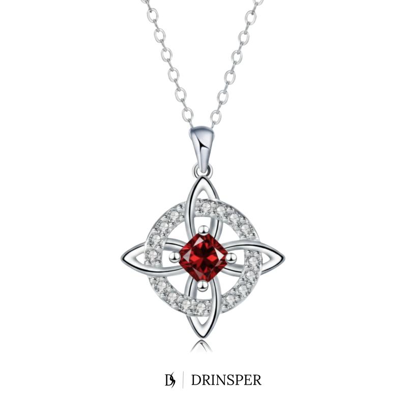 Drinsper Witches Knot Pendant Necklace for Women Girls Birthstone By Month Zirconia Hecate Dark Goddess of Witched Celtic Knot Design Tetragrammaton Collar De Amuleto De Protecion Pendientes Wiccan Pagan Fashion Jewelry Accessory Chrismas Gift for Mom