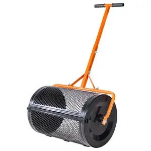 VEVOR Compost Spreader, 24 in Wide Peat Moss Spreader with T Shaped Handle, 2/3 Heights Adjustable, Powder-Coated Steel Garden Peat Moss Roller, Heavy Duty Grass Seed Spreaders for Planting Seeding
