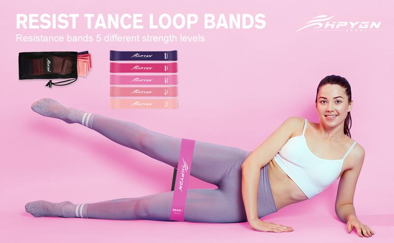 Resistance Bands, Exercise Bands Women, Resistance Bands for Working Out, Fitness Resistance Loop for Leg, Buttocks, Shape Body, Yoga, Pilates, Set of 5 Different Levels Stretching Bands