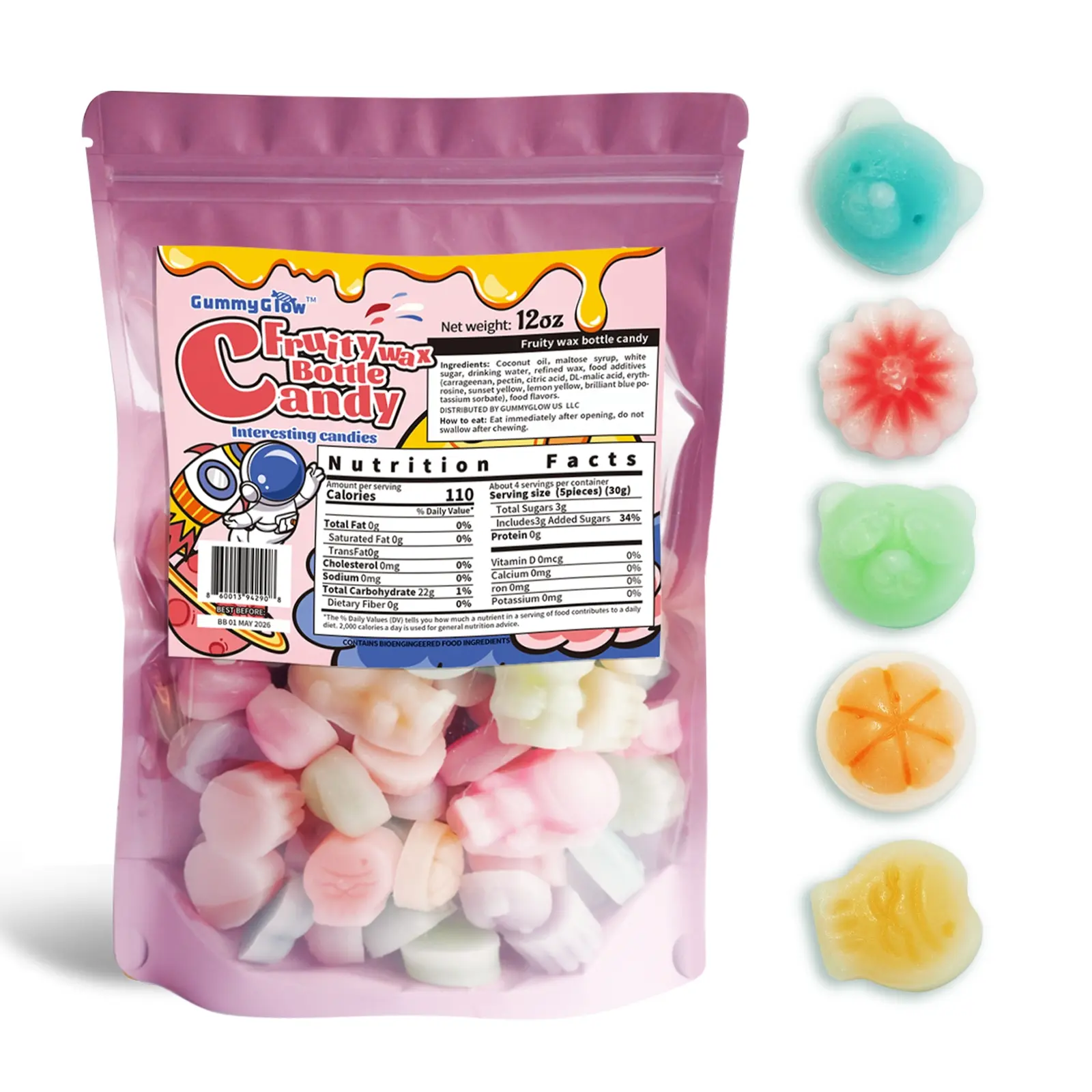GummyGlow Wax Bottle Candy, 12 oz Bag, Old-School Mini Drinks Snack Candy, Jelly Filled - Variety Fruit Flavor Candy - Viral Wax Candy in various styles for Chewing, Sweet Bonbon Bombs Gift,  Retro Party Treats ASMR#DealsForYouDays