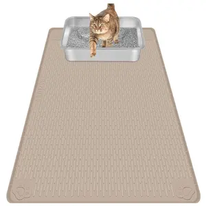 Bartuke Cat Litter Mat, Extra Large Silicone Mat Litter Trapping Mat for Scatter Control, Soft on Kitty Paws, Easy to Clean
