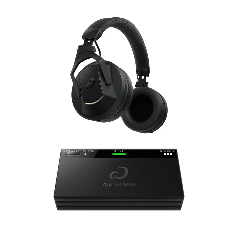 Set of AlphaTheta HDJ-F10 Professional Wireless DJ Headphones + Transmitter