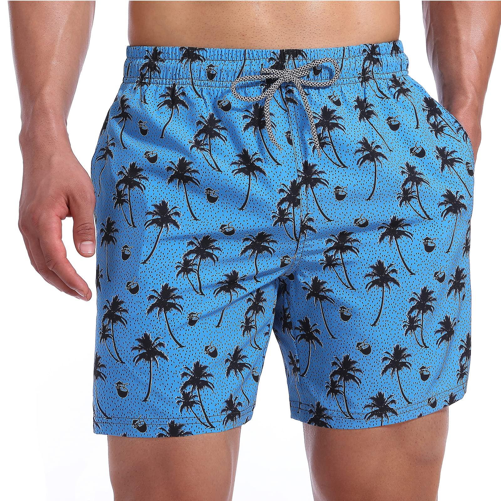 Beach Shorts with Phone Pocket for Men, Summer Casual Board Shorts with Side Pockets, Quick Dry Swim Shorts Swim Trunks Swimming Shorts Drawstring Elastic Waistband Swimwear Swimsuit Bathing Suit Gift Ideas