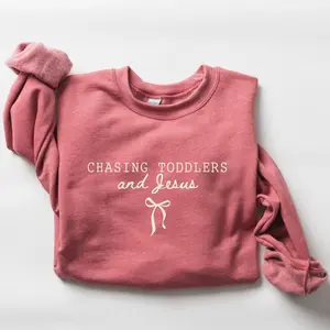 Chasing Jesus And Toddlers Sweatshirt, Christian Mom Kingdom Motherhood Tee, Faith Based Aesthetic Girly Bible Verse For Tee, Faithful Gift