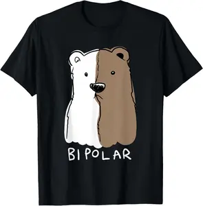 100% Cotton Funny Bipolar Disorder Design Men Women Bipolar Polar Bear T-Shirt