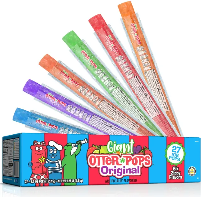 Otter Pops, Giant Original 5.5oz, 27 Ice Pops, Six Zippy Flavors,Gluten Free
