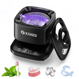 Ultrasonic Retainer Cleaner Machine 42kHz Deep Cleaning Dentures Cleaner for Night Guards, Braces, Aligner, Toothbrush, Jewelry and More, 200ML Capacity