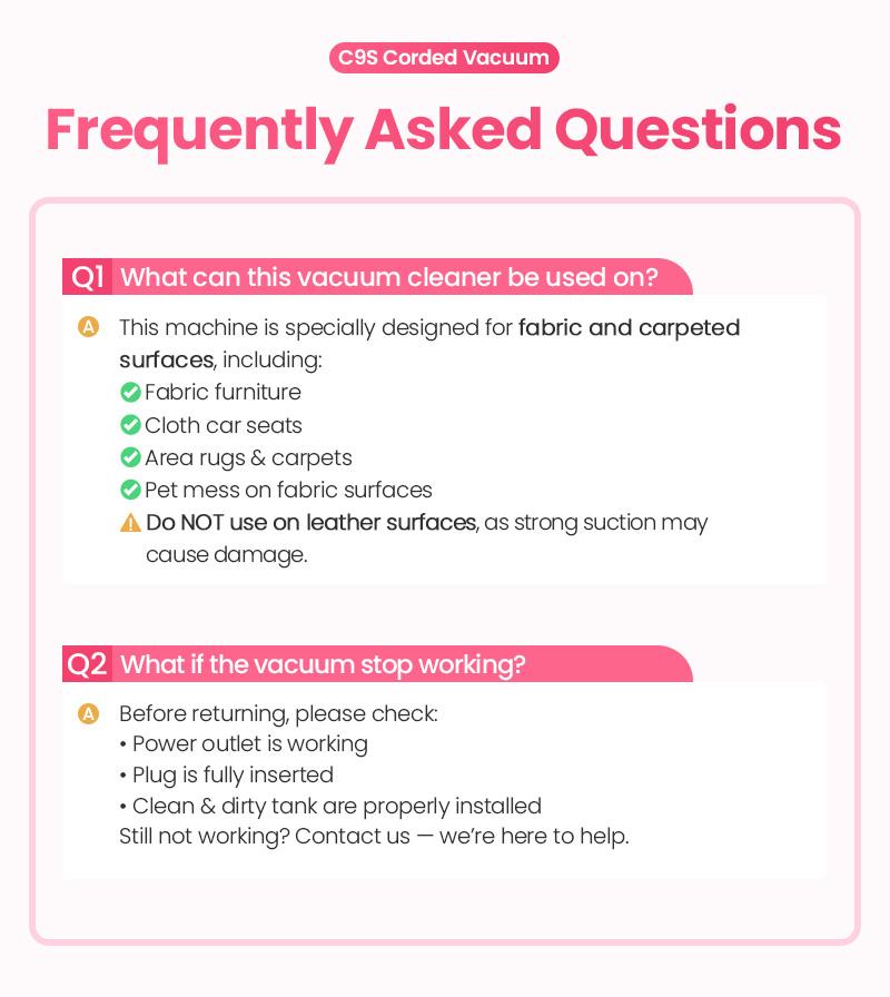 [Springglowup] Upholstery Carpet Vacuum Cleaner, 18KPa Suction Spot Cleaning Machine for Pet Stains, Carpets, Sofa, Car Seats, Mattress, with 3 Multipurpose Cleaning Tools, 6'' Deep Cleaning Brush | Portable 3-in-1 Little Pink C9S